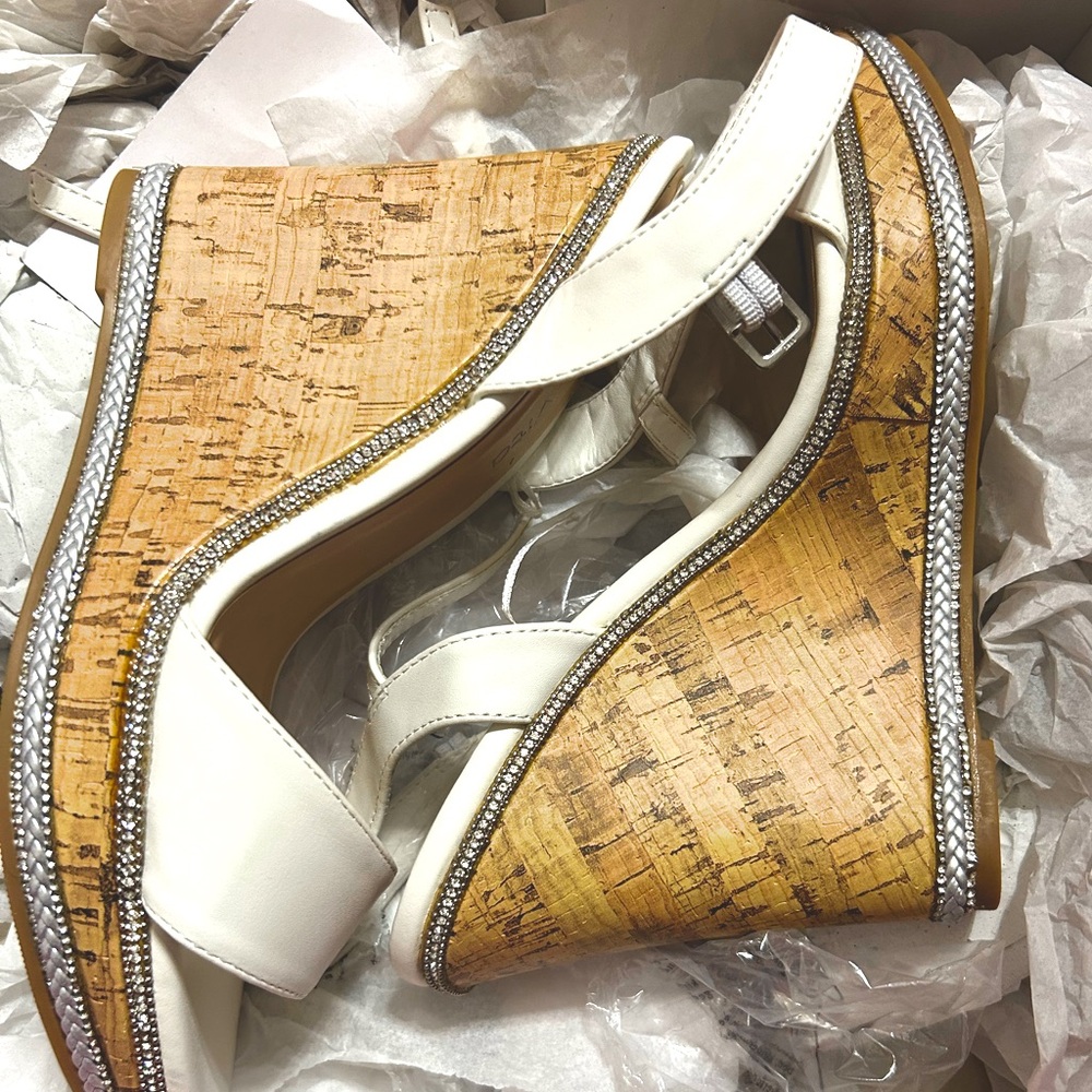White Studded Wedges